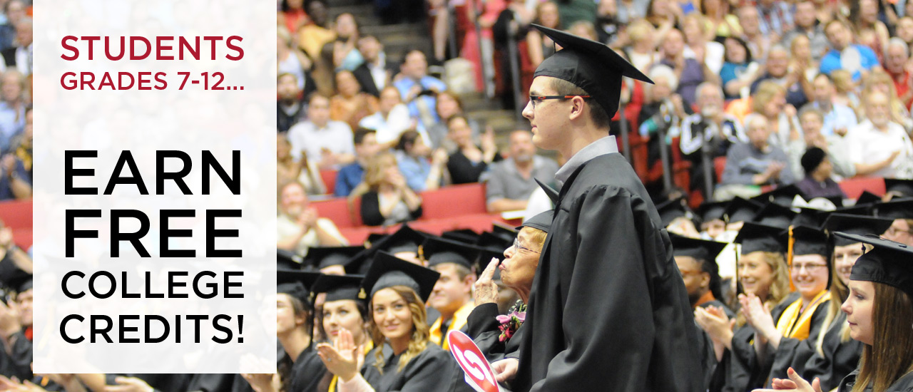Image of a graduating student, CCP students in grades 7-12 earn college credits for free while still in high school
