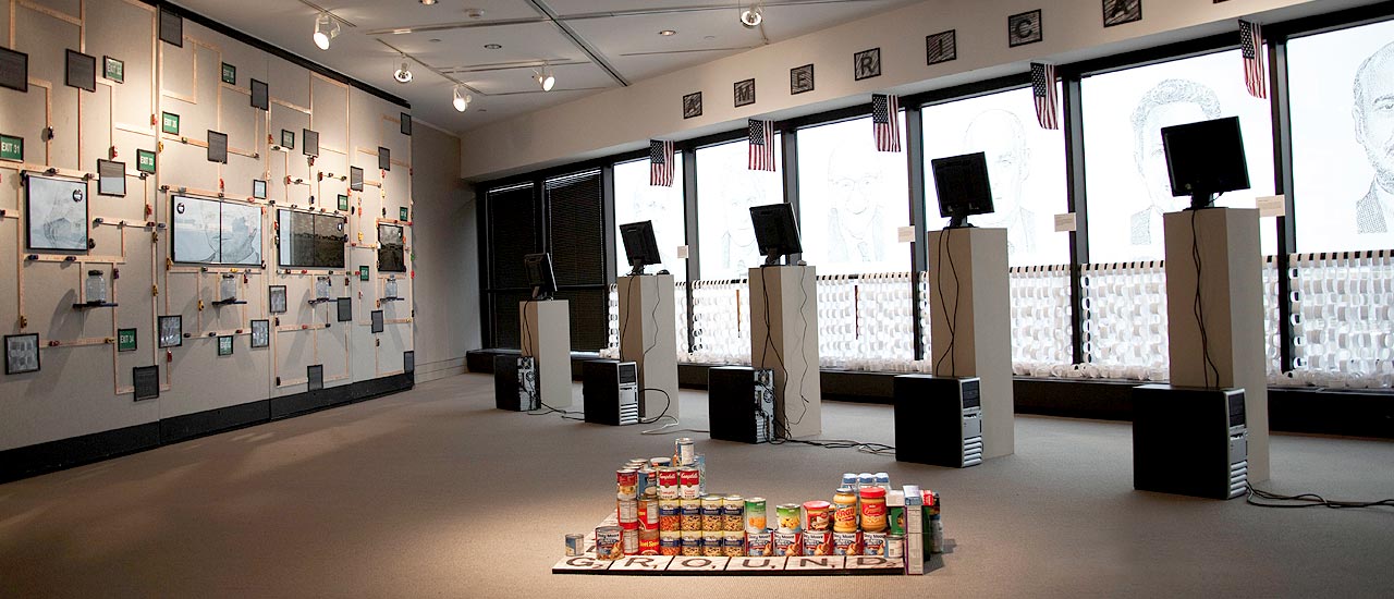 Sinclair art gallery featuring student work.