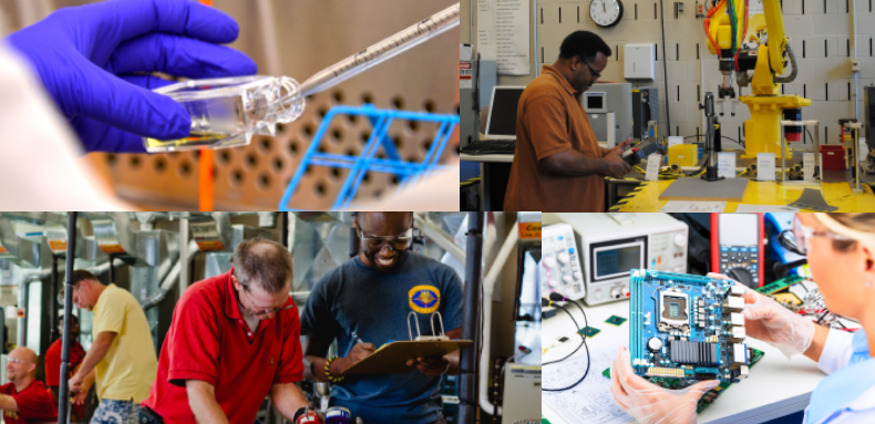 Collage of images of Students in the different fields of Engineering 