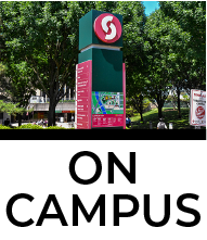 Image of pillar map on sinclair's campus and text that reads on campus with a hyperlink to the on campus tutoring web page