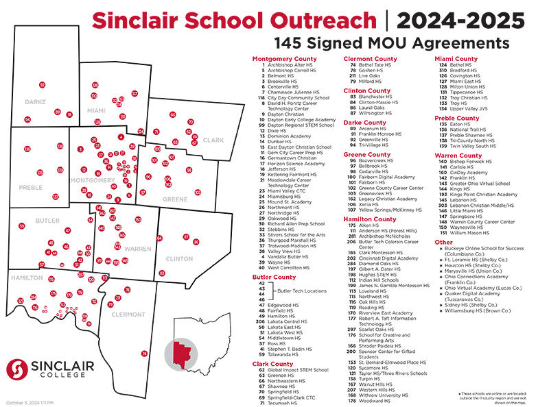 Map of the Ohio school programs